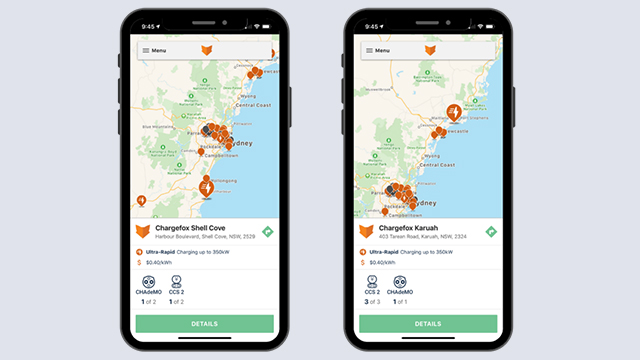 chargefox app screens