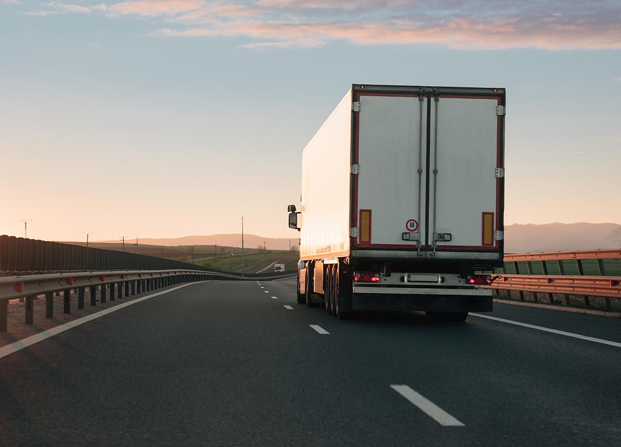 Heavy commercial vehicle on road