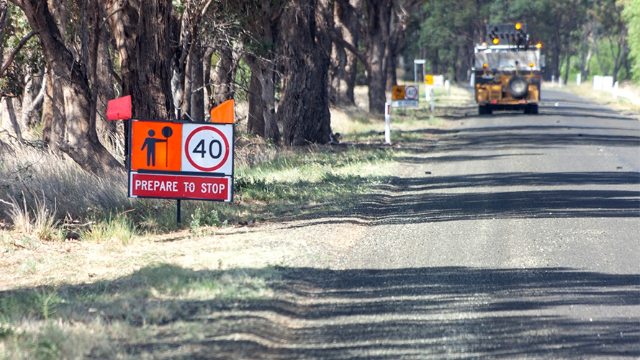 Repairs being carried out on a country road