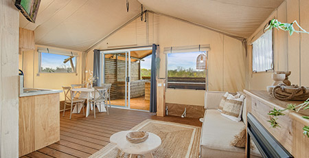 Glamping tent interior - Batemans Bay