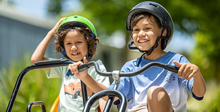 Children riding go karts