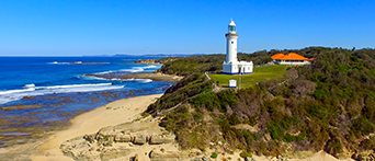 NRMA Norah Head Holiday Park view of lighthouse