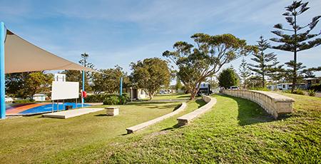 Movie lawn at Norah Head Holiday Park