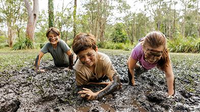 Children doing Bear Grylls Survival Academy