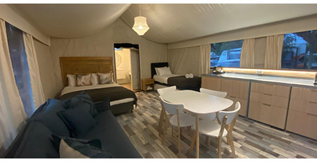 Glamping tent interior, Tathra