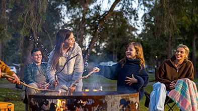Family around the campfire