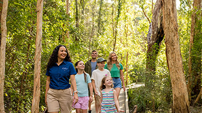 Family on guided walk