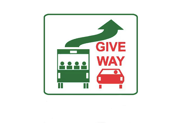 Sign telling motorists they must give way to buses