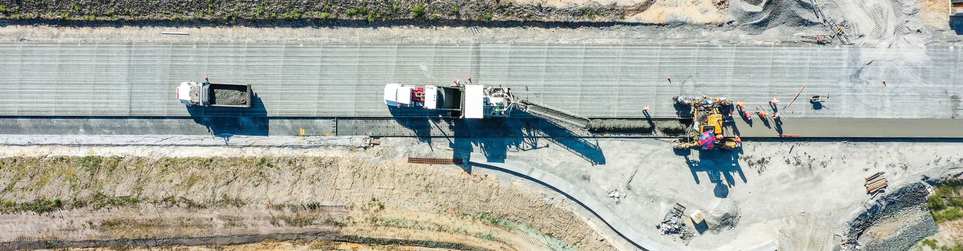 Aerial view of road works along the new Coffs Harbour Bypass