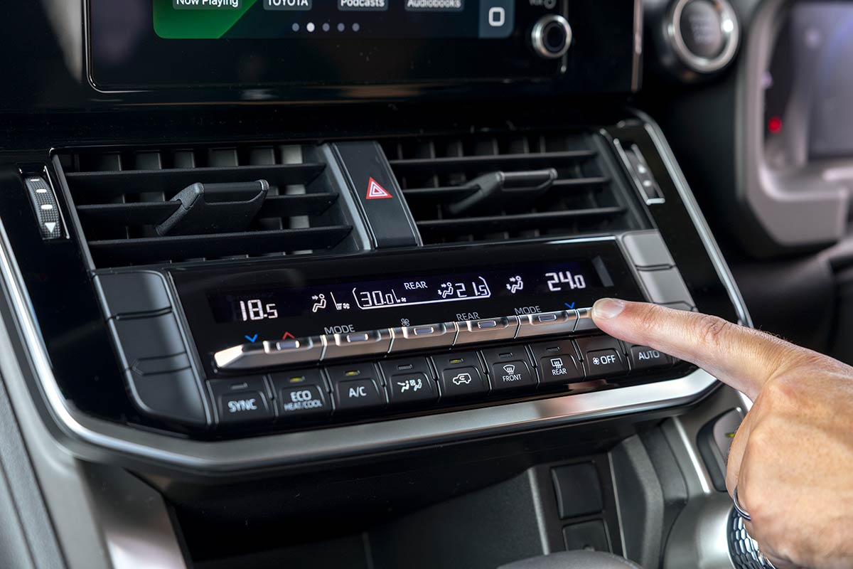 Buttons on console of a 2026 Toyota Landcruiser 300 series