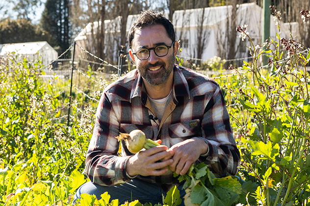 Andy Allen in a garden