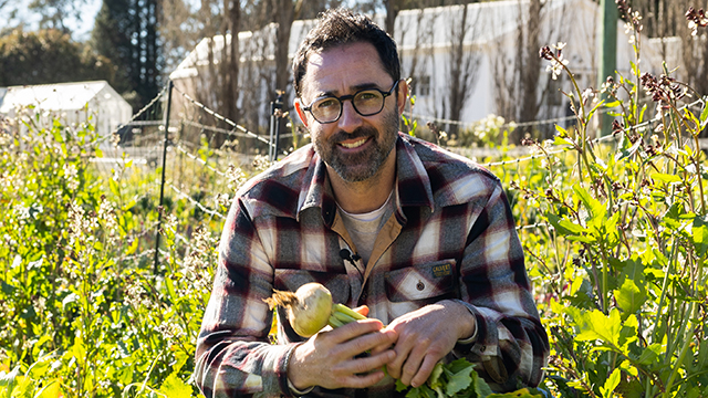 Andy Allen in a garden