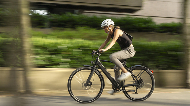 Woman riding and e-bike