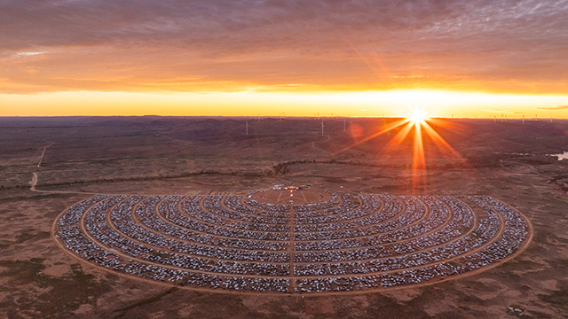 The Mundi Mundi Festival at sunset