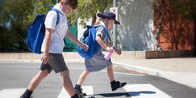 Kids crossing the road