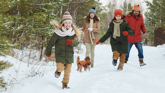 Family in the snow