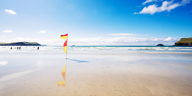 Safety flags on a beach