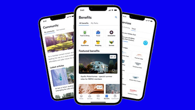 3 phones showing the My NRMA app