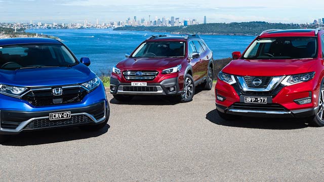 2021 Honda CR-V, Nissan X-Trail and Subaru Outback