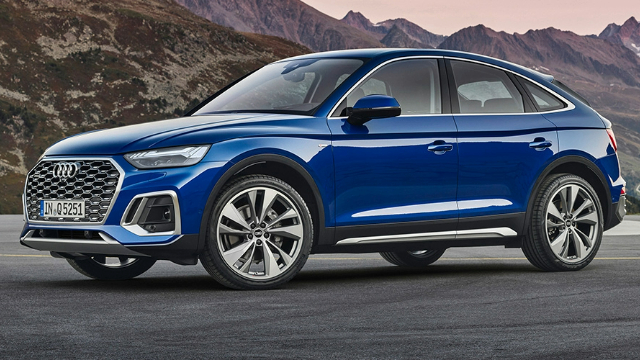 A 2022 Audi Q5 Sportback driving along a winding road