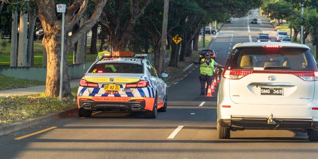 Police pulling cars over at an RBT 