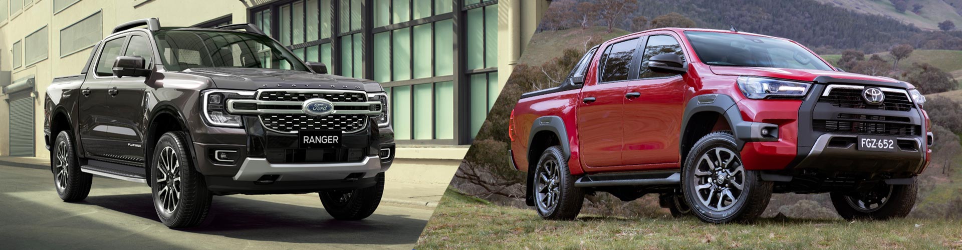 Montage of a Ford Ranger and Toyota Hilux