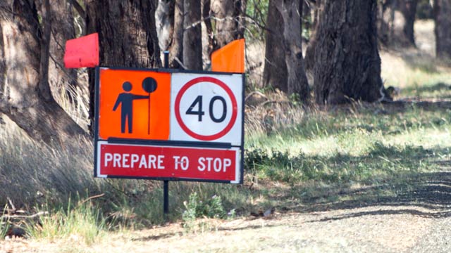 Road works signage.