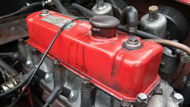 Red MG engine block