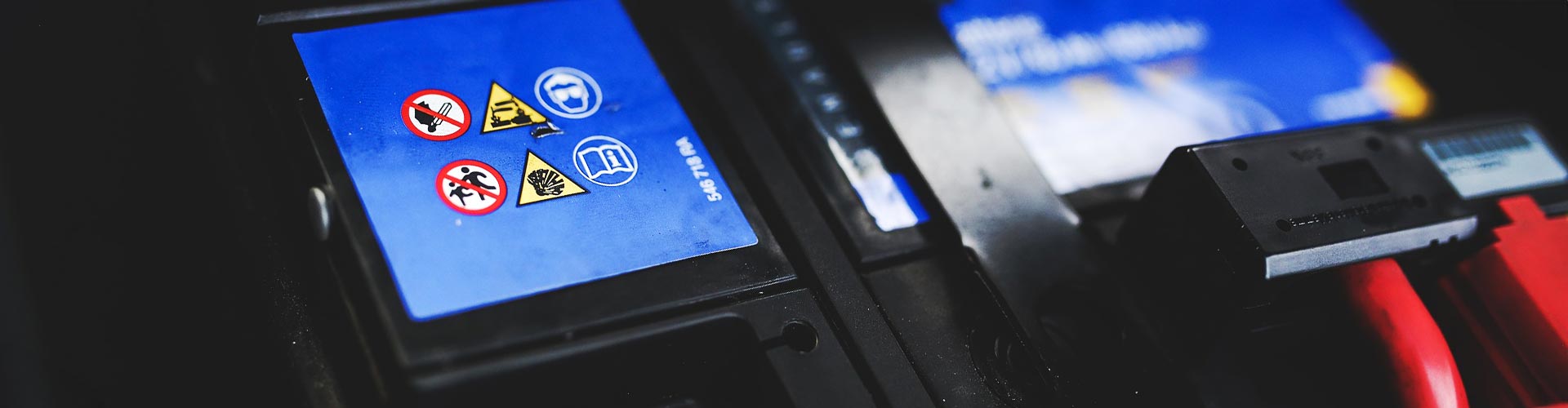 Closeup of a 12-volt car battery