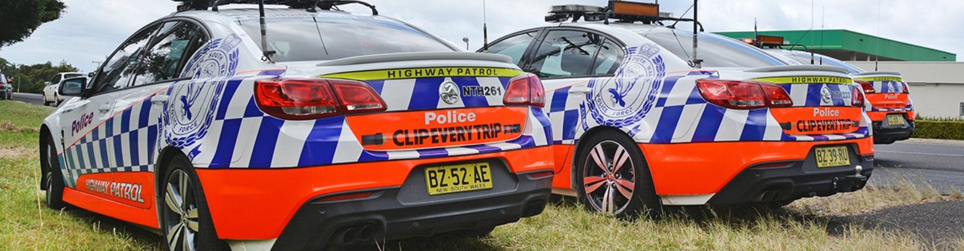 Highway patrol cars parked