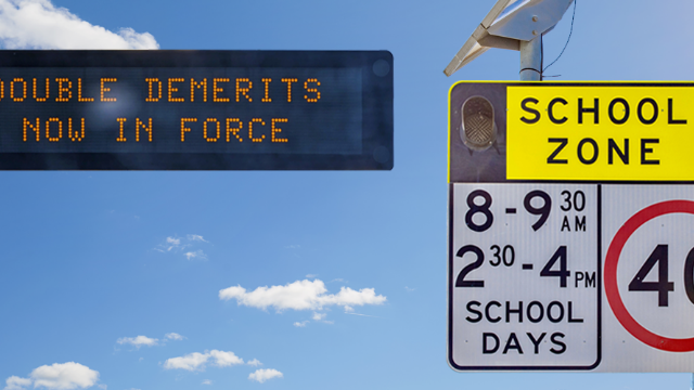Double demerit and school zone signs