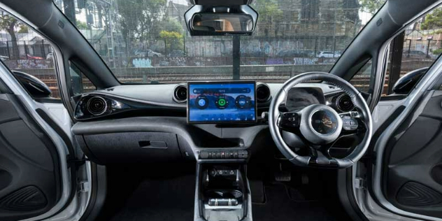 Front view of a BYD Dolphin dashboard.