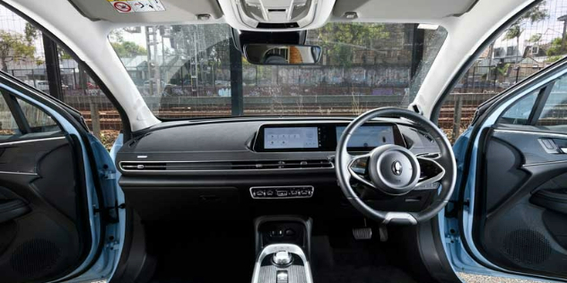 Front view of a GWM Ora dashboard.