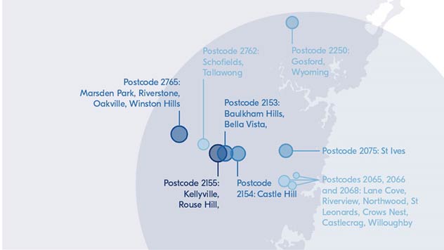 Map visualising the table below showing which postcodes are buying the most EVs 