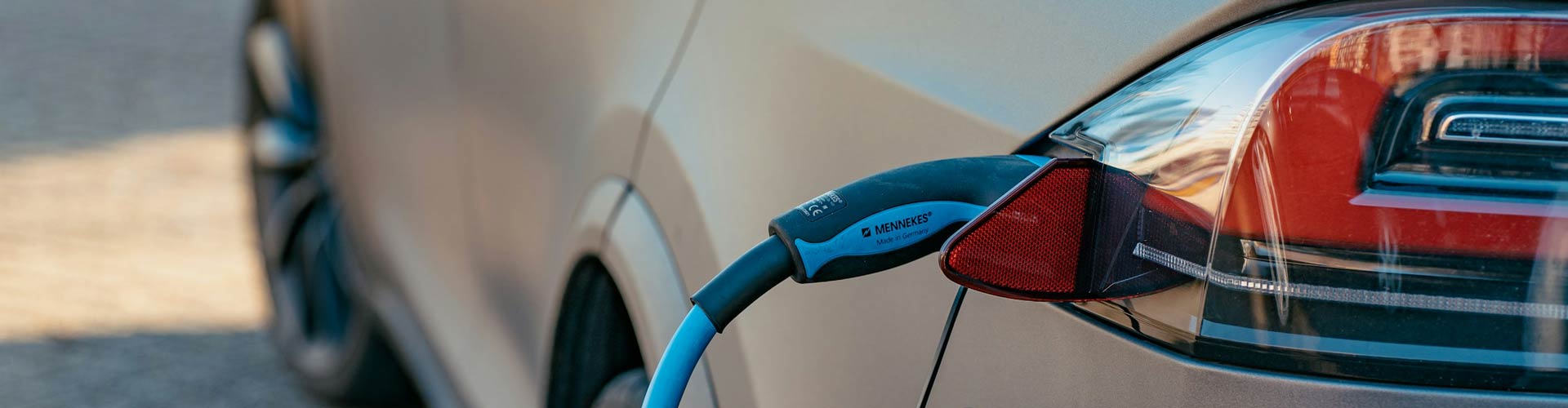 Tesla charging with blue cable