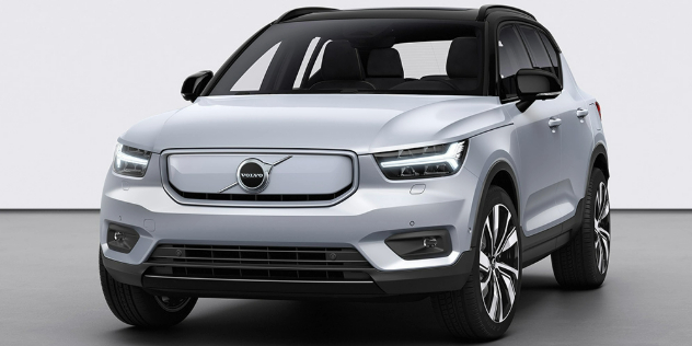 Front-angle view of a white Volvo XC40.