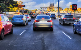 Cars stuck in traffic