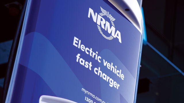 NRMA logo on an EV charger