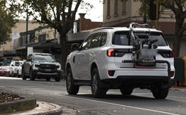 SUV with testing equipment on the back