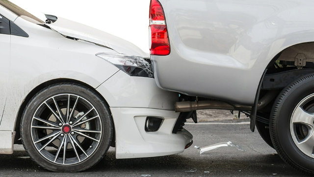 Side view of a rear-end collision