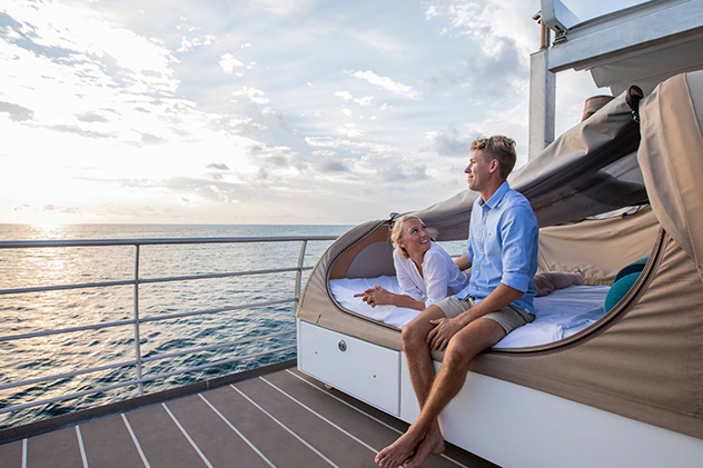 Bed at the Reefsleep experience in the Whitsundays