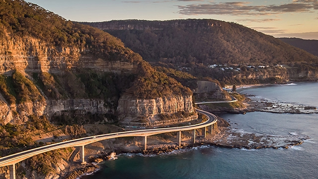 arial shot of Sea cliff bridge NSW