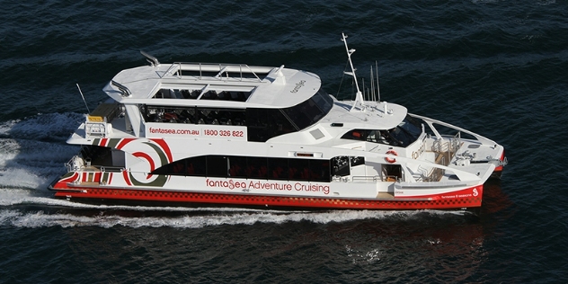 Ariel view of the FantaSea Adventure Cruising boat.