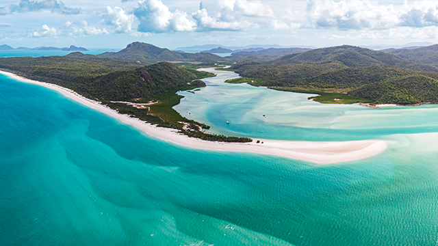 Arial shot of a back in the Whitsundays