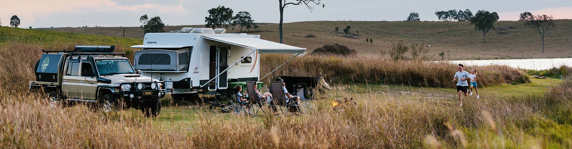 Family camping together outdoors