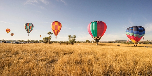 hot air balloons take off at Canowindra balloon challenge nsw