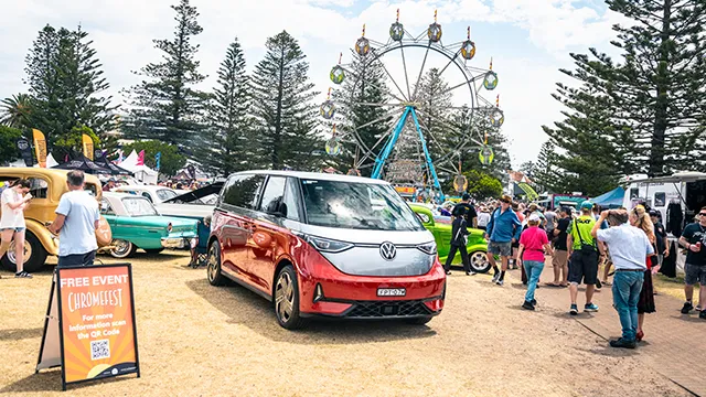 All-electric 2025 Volkswagen ID Buzz van at Chromefest 2025