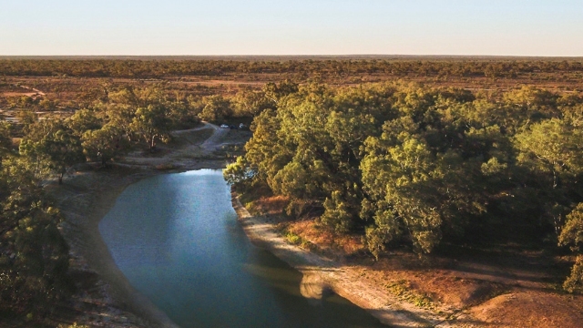 Darling River Wilcannia NSW arial view of the Darling River Wilcannia NSW