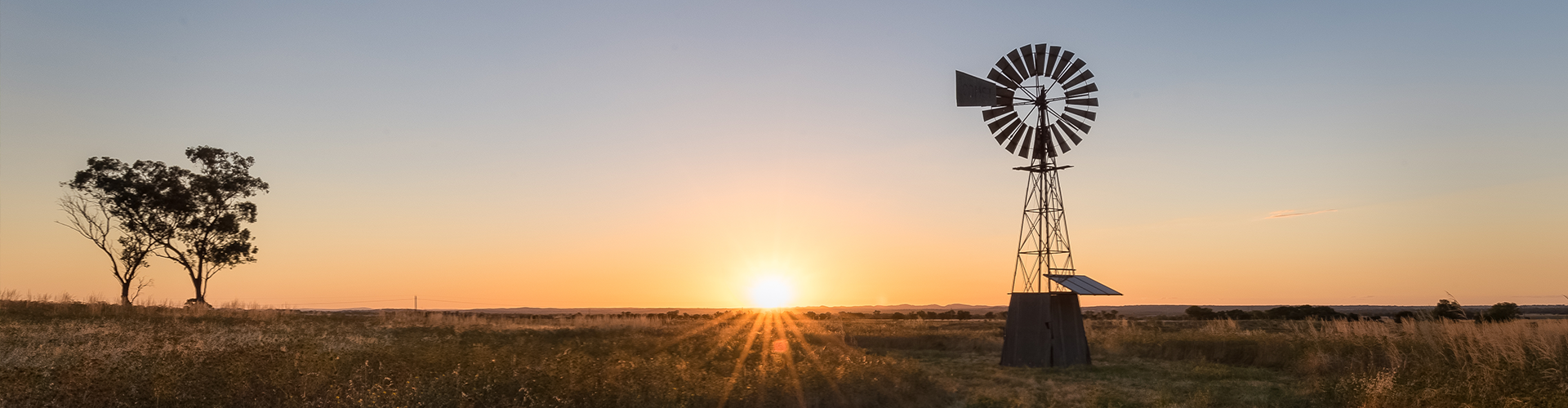 Sunset falling behind a windmill.
