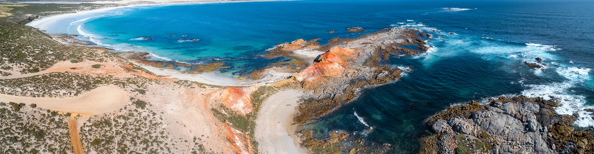 Aerial view of Point Drummond, near Mount Hope on South Australia's Eyre Peninsula